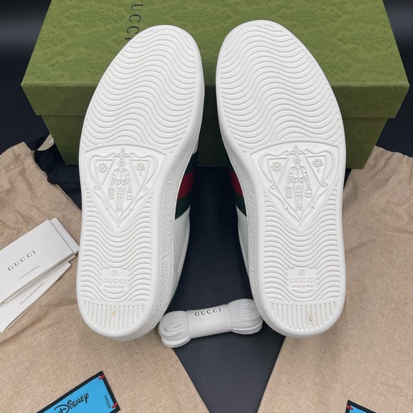 GUCCI ACE DONALD DUCK SNEAKERS WHITE, RED & GREEN - Picture 8 of 9